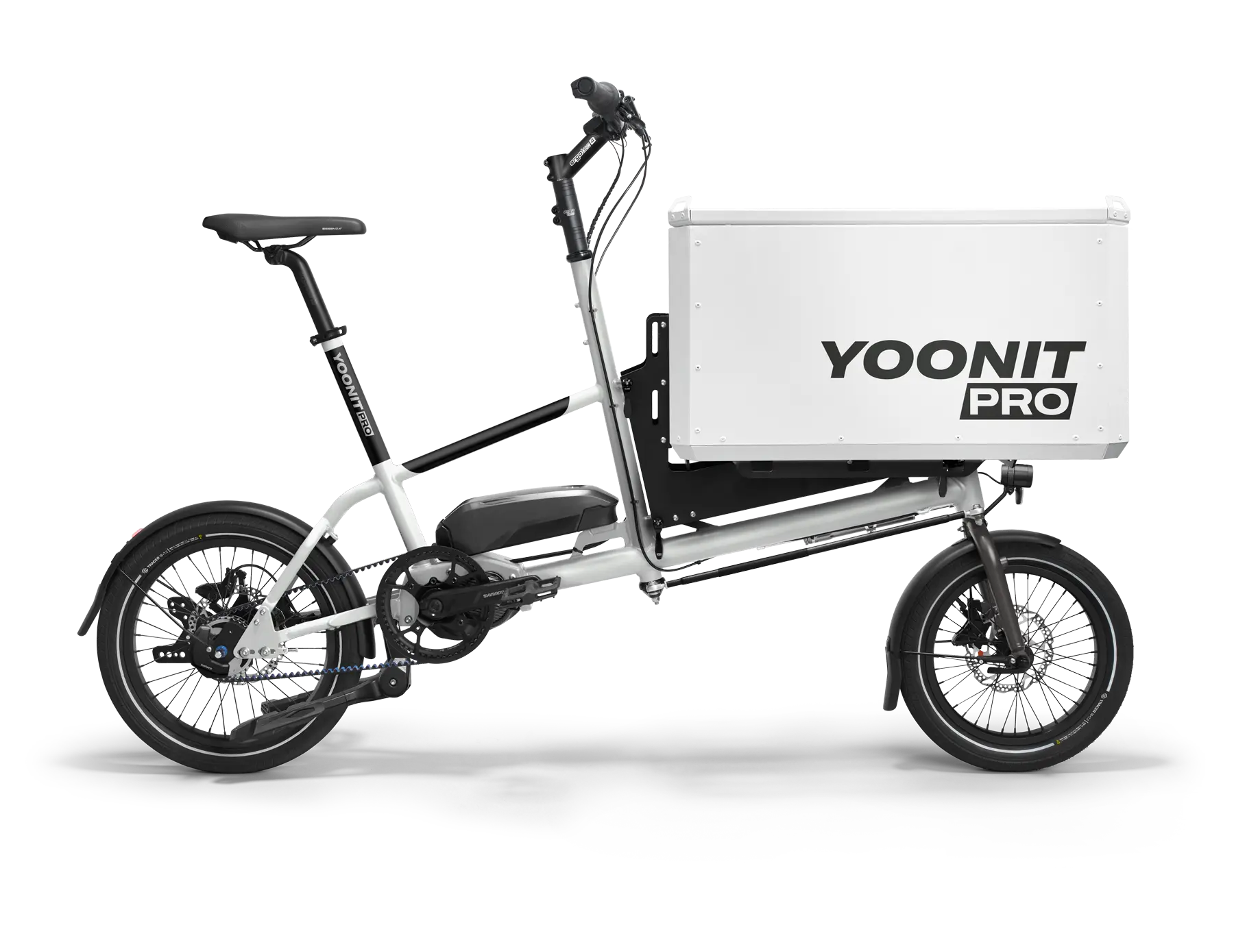 Yoonit PRO – robuster Cargo-Rahmen mit BOSCH-Setup, Disc-Brakes & Business-Tauglichkeit Yoonit PRO Lastenrad mit langem Radstand, modularem Rahmen und optionaler CARLA-Kupplung